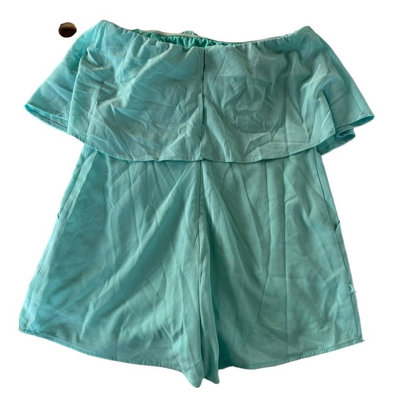 She Sky Romper Womens Medium Blue Aqua Popover Sleeveless Mermaidcore - Picture 3 of 6